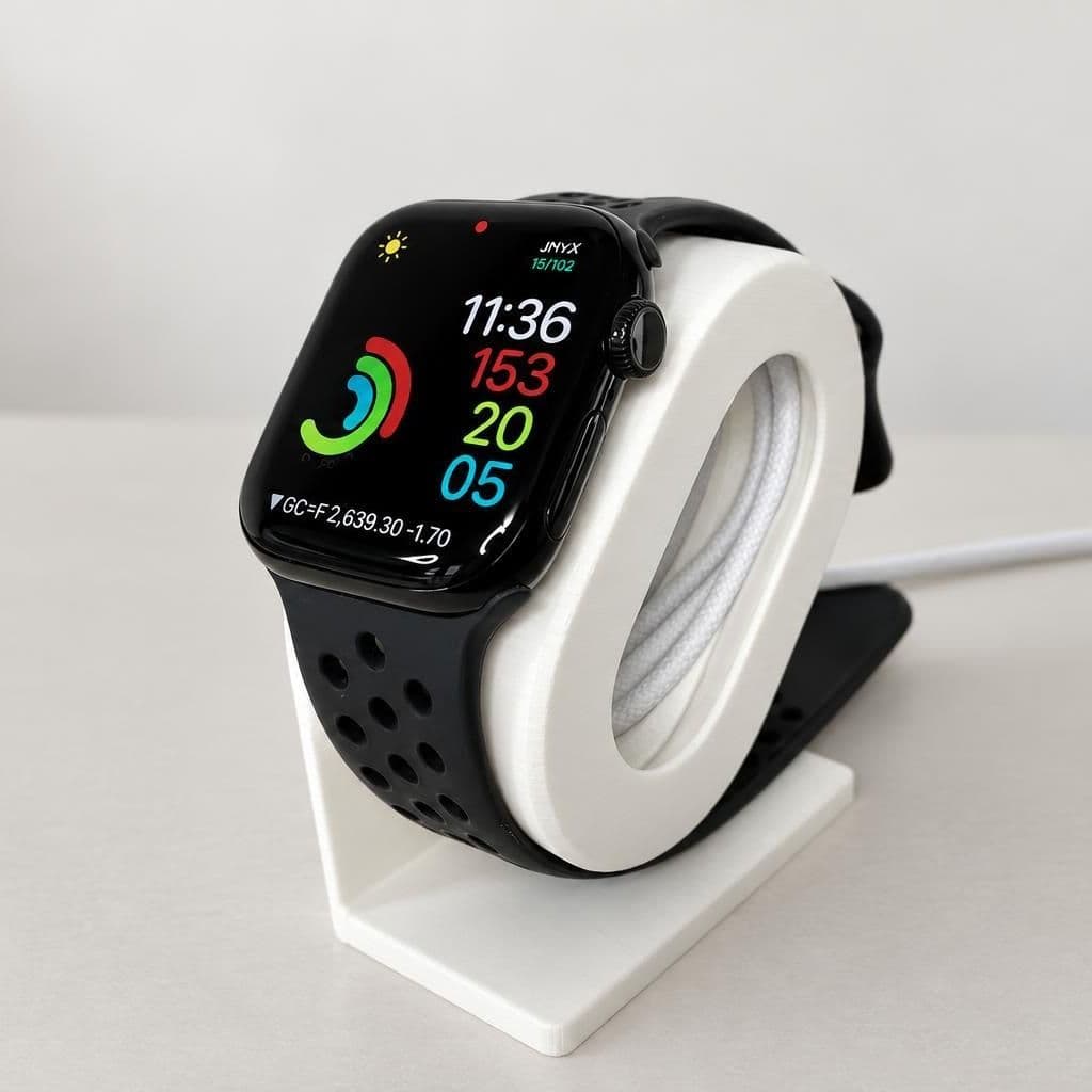 Apple Watch på hvitt ladestativ