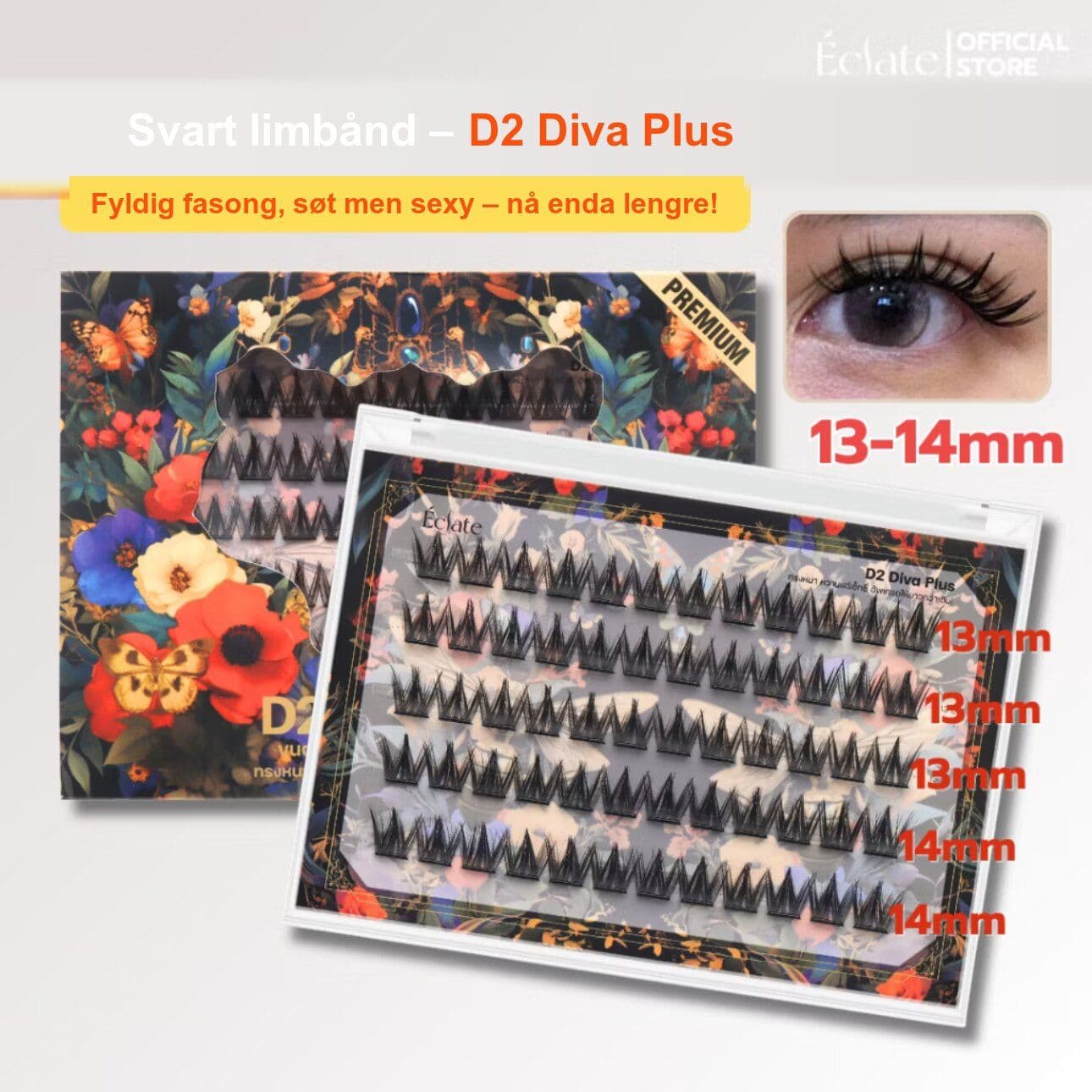 Éclate Lash D2 Diva Plus – selvklebende løsvipper