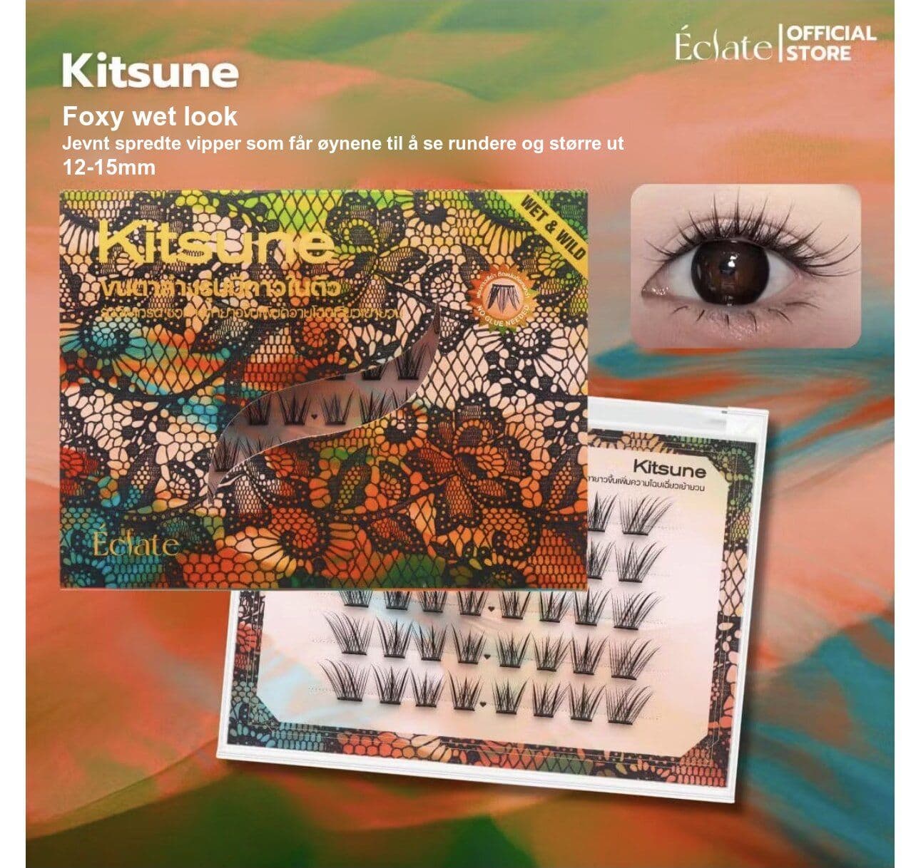 Éclate Lash Kitsune – limfrie løsvipper, wet look